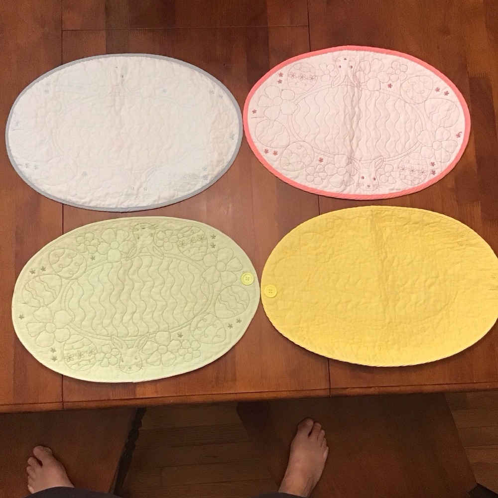 Quilted Easter Egg Placemats Pastel Set Of 4